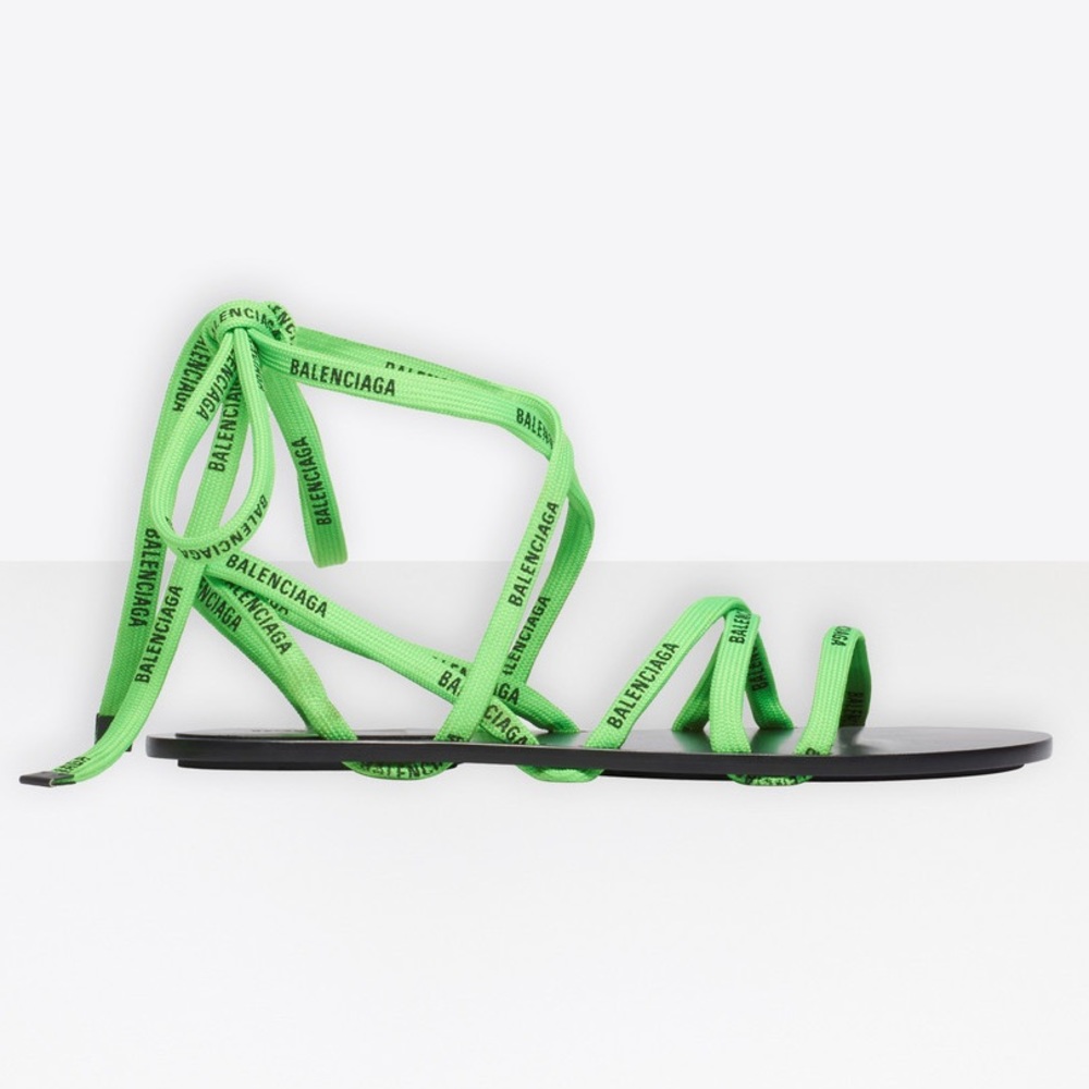 Balenciaga Flat Tie-Up Sandals w/ Printed Laces BN - Picture 5 of 8